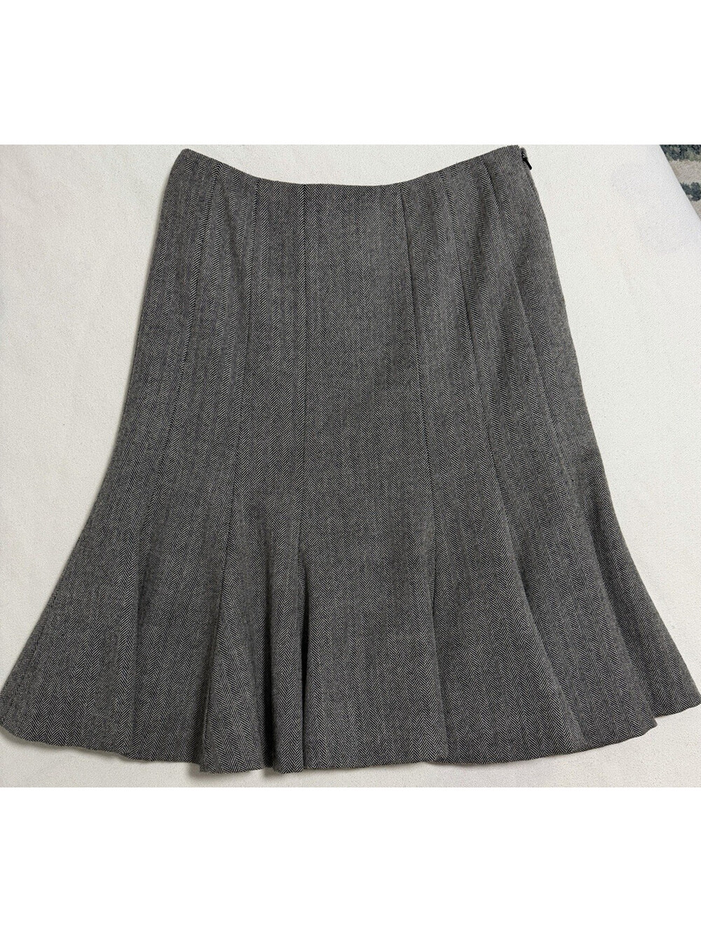 Chaps Womens Gray Wool Blend Pleated Fit Flare Skirt Size 4 A Line Flared